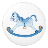 Waterverf Art Blue Rocking Horse Knop (Voorkant)