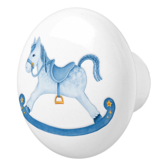 Waterverf Art Blue Rocking Horse Knop (Rechts)