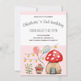 Waterverf Art Cute Mushroom en Flowers Aankondiging