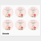 Waterverf Art Cute Mushroom en Flowers Ronde Sticker (Vel)