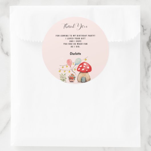 Waterverf Art Cute Mushroom en Flowers Ronde Sticker (Tas)