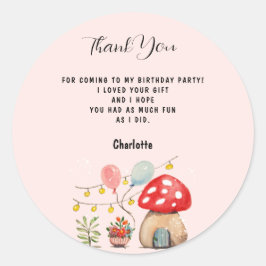 Waterverf Art Cute Mushroom en Flowers Ronde Sticker