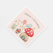 Waterverf Art Cute Mushroom en Flowers Servet (Hoek)