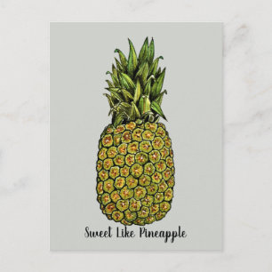Waterverf Art Cute Pineappel Briefkaart