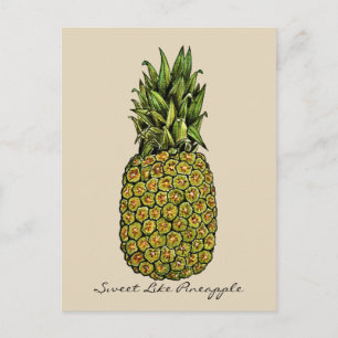 Waterverf Art Cute Pineappel Briefkaart