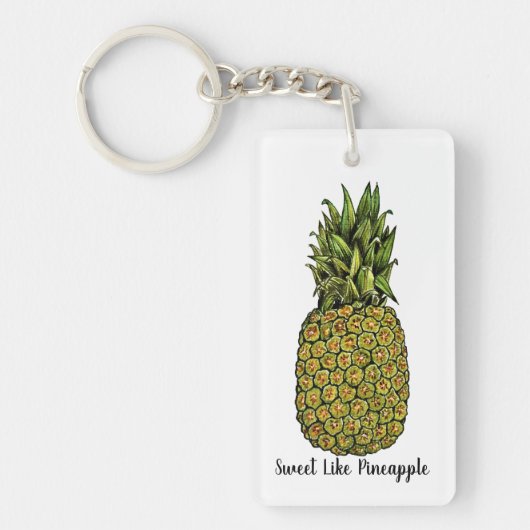 Waterverf Art Cute Pineappel Sleutelhanger (Voorkant)