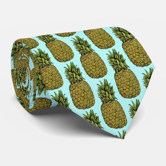 Waterverf Art Cute Pineappel Stropdas (Opgerold)