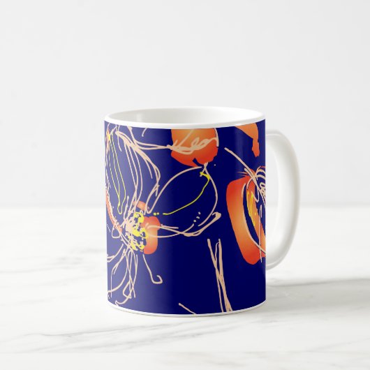 Waterverf Art Deco Flower Koffiemok (Voorkant rechts)