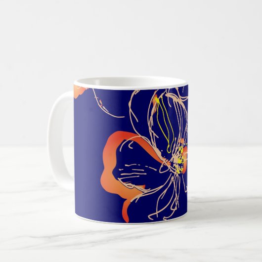 Waterverf Art Deco Flower Koffiemok (Voorkant links)
