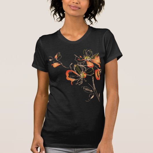 Waterverf Art Deco Flower T-shirt (Voorkant)