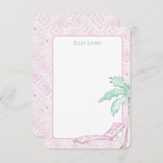 Waterverf Art Deco Palm Beach stoel Bedankkaart (Voorkant / Achterkant)