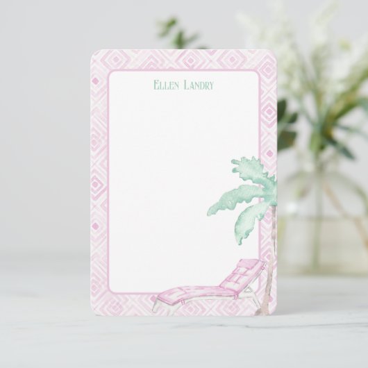 Waterverf Art Deco Palm Beach stoel Bedankkaart (Staand voorkant)