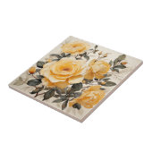 Waterverf Art Decoratief Bord Geel Rose Tegeltje (Zijkant)