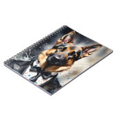 Waterverf Art Duitse herder Tuxedo Zwart Stropdas Notitieboek (Linkerzijde)