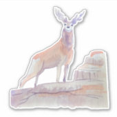 Waterverf Art Forest Animal Red Deer Sticker (Voorkant)