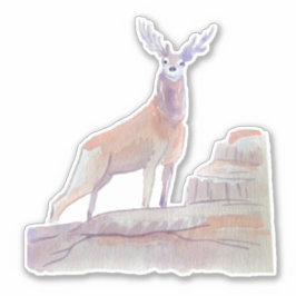 Waterverf Art Forest Animal Red Deer Sticker
