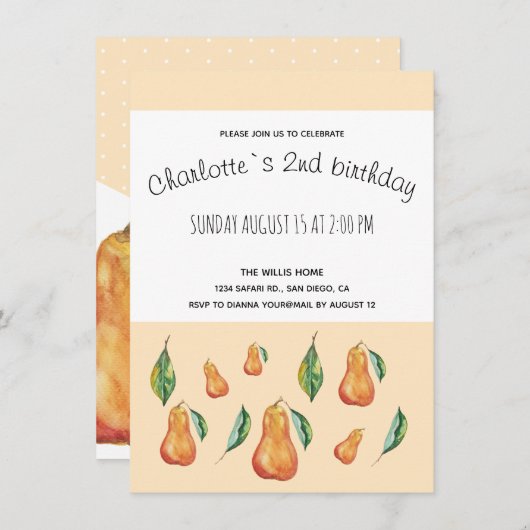 Waterverf Art Happy Pear Aankondiging (Voorkant / Achterkant)