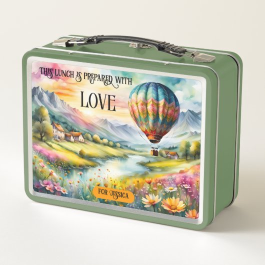 Waterverf Art Hete Luchtballon Reizen (Achterkant)