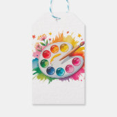 Waterverf Art Palette Age Verjaardagsfeest Cadeaulabel (Achterkant)