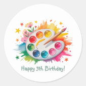 Waterverf Art Palette Age Verjaardagsfeest Ronde Sticker (Voorkant)