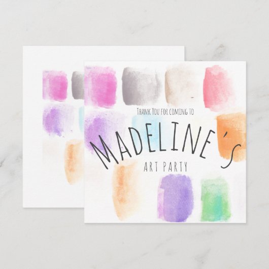 Waterverf Art Party Birthday Colorful Abstract Bedankkaart (Voorkant / Achterkant)