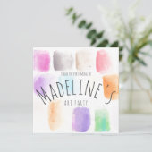 Waterverf Art Party Birthday Colorful Abstract Bedankkaart (Staand voorkant)