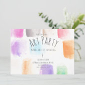 Waterverf Art Party Birthday Colorful Abstract Kaart (Staand voorkant)