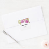 Waterverf Art Pink Flowers monogram Vierkante Sticker (Envelop)
