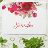 Waterverf Art Roze Rood Rozen Modern gepersonalise Theedoek (Gevouwen)