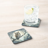 Waterverf Art Screech Uil Bier Onderzetter (Rechterzijde)