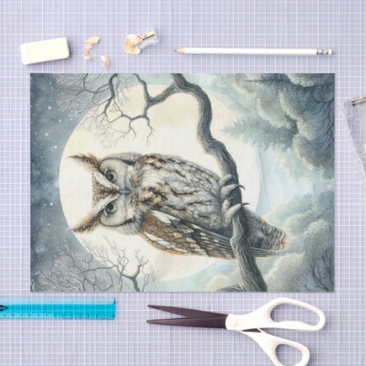 Waterverf Art Screech Uil Decoupage Tissuepapier (Craft)