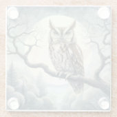 Waterverf Art Screech Uil Glazen Onderzetter (Achterkant)