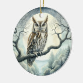 Waterverf Art Screech Uil Keramisch Ornament (Links)