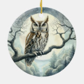 Waterverf Art Screech Uil Keramisch Ornament (Achterkant)