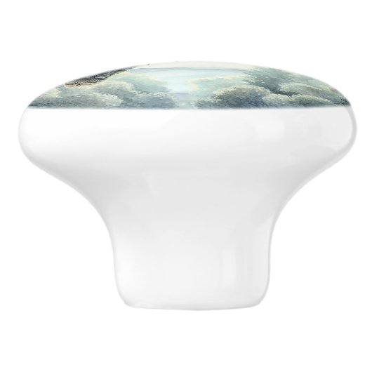 Waterverf Art Screech Uil Keramische Knop (Zijkant)