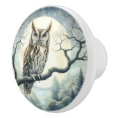 Waterverf Art Screech Uil Keramische Knop (Rechts)