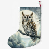 Waterverf Art Screech Uil Kleine Kerstsok (Achterkant)