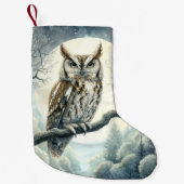 Waterverf Art Screech Uil Kleine Kerstsok (Voorkant)