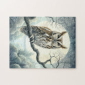 Waterverf Art Screech Uil Legpuzzel (Horizontaal)