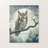 Waterverf Art Screech Uil Legpuzzel (Verticaal)