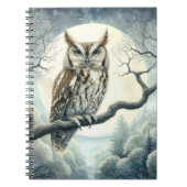 Waterverf Art Screech Uil Notitieboek (Voorkant)