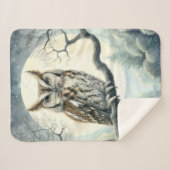 Waterverf Art Screech Uil Sherpa Deken (Voorkant (horizontaal))