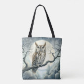 Waterverf Art Screech Uil Tote Bag (Achterkant)