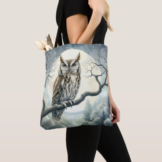 Waterverf Art Screech Uil Tote Bag (Dichtbij)
