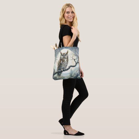 Waterverf Art Screech Uil Tote Bag (Op model)