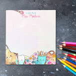 Waterverf Art Teacher Appreciation Gift Notitieblok<br><div class="desc">Vier de creativiteit en passie van kunstdocenten met onze schattige Waterverf Art Teacher Appreciation Gepersonaliseerd Notitieblok! Dit charmante notitieblok, dat speciaal is ontworpen voor kunstdocenten, toont een grillige rand vol met meerdere clipart-afbeeldingen van verfbenodigdheden - borstels, verf en een schort van een kunstenaar - en beroept zich op de levendige...</div>