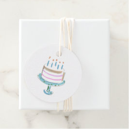 Waterverf Art Verjaardagstaart Kaarsen Zoet Bedankjes Labels