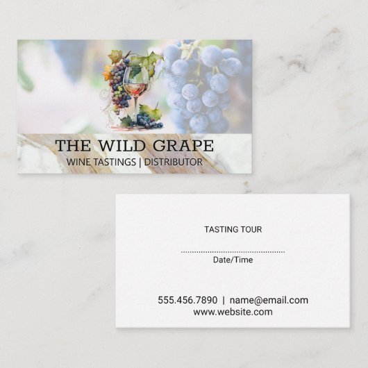 Waterverf Art wijnglas en druiven Visitekaartje