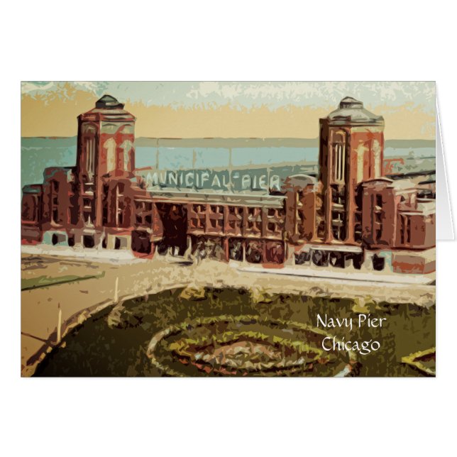 Waterverf Art Windy City van Navy Pier Chicago 192 (Voorkant Horizontaal)