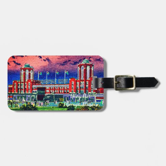 Waterverf Art Windy City van Navy Pier Chicago 192 Bagagelabel (Voorkant horizontaal)